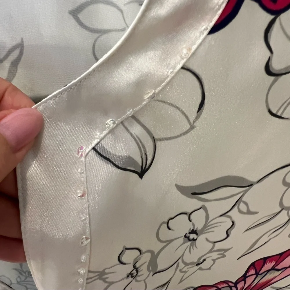 Vintage Morgan Taylor satin Kaftan, house robe butterflies print, 3/4 sleeve